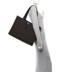 Jacquard Saffiano Triangolo Symbole Embroidered Shopping Tote Black Corda - Image 2