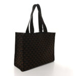 Jacquard Saffiano Triangolo Symbole Embroidered Shopping Tote Black Corda - Image 3