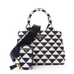 Jacquard Triangolo Symbole Embroidered Tote Navy - Image 12