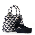 Jacquard Triangolo Symbole Embroidered Tote Navy - Image 3