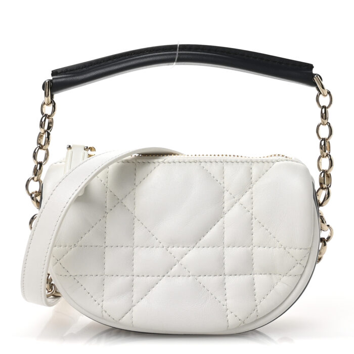 Lambskin Cannage Micro Dior Vibe Hobo Bag White - Image 1