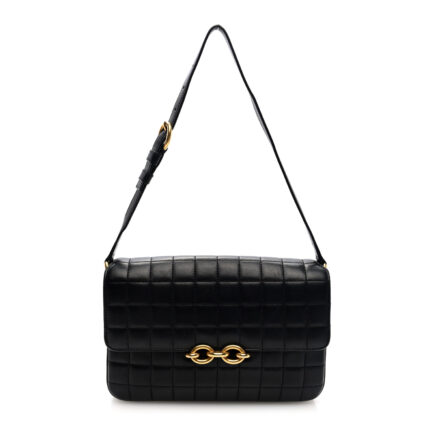 Lambskin Carre Quilted Le Maillon Satchel Black