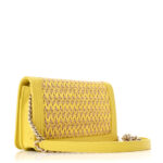 Lambskin Cotten Woven Boy Wallet On Chain WOC Yellow - Image 2