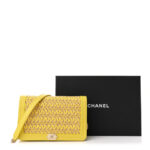 Lambskin Cotten Woven Boy Wallet On Chain WOC Yellow - Image 4