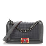 Lambskin Embossed Medium Boy Cube Flap Grey - Image 9