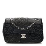 Lambskin Embroidered Camellia Follies Flap Black - Image 10