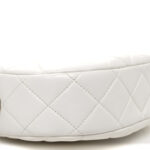 Lambskin Enamel Quilted Mini Clip Round Camera Case White - Image 9