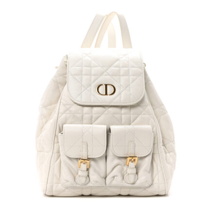 Lambskin Macrocannage Medium Caro Backpack White