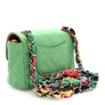 Lambskin Mixed Fibers Quilted Small Corcovado Flap Green - Image 7