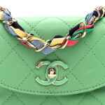 Lambskin Mixed Fibers Quilted Small Corcovado Flap Green - Image 3