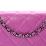 Lambskin Quilted Boy Wallet On Chain WOC Purple - Image 5