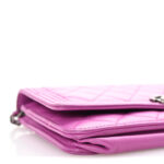 Lambskin Quilted Boy Wallet On Chain WOC Purple - Image 6