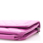 Lambskin Quilted Boy Wallet On Chain WOC Purple - Image 7