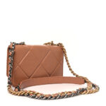 Lambskin Quilted Chanel 19 Wallet On Chain WOC Brown - Image 3