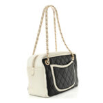 Lambskin Quilted Graphic Camera Case Black White - Image 3