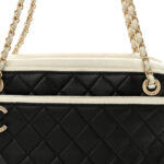 Lambskin Quilted Graphic Camera Case Black White - Image 13