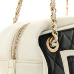 Lambskin Quilted Graphic Camera Case Black White - Image 5