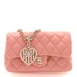 Lambskin Quilted Mini Double Flap With Hook Coral - Image 10