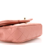 Lambskin Quilted Mini Double Flap With Hook Coral - Image 7