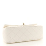Lambskin Quilted Mini Lion Charm Top Handle Rectangular Flap White - Image 3
