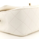 Lambskin Quilted Mini Lion Charm Top Handle Rectangular Flap White - Image 7