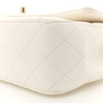 Lambskin Quilted Mini Lion Charm Top Handle Rectangular Flap White - Image 8