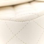 Lambskin Quilted Mini Lion Charm Top Handle Rectangular Flap White - Image 10
