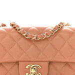 Lambskin Quilted Mini Rectangular Flap Brown - Image 8