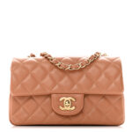 Lambskin Quilted Mini Rectangular Flap Brown