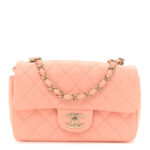 Lambskin Quilted Mini Rectangular Flap Light Orange - Image 12
