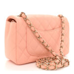 Lambskin Quilted Mini Rectangular Flap Light Orange - Image 13