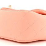 Lambskin Quilted Mini Rectangular Flap Light Orange - Image 8