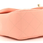 Lambskin Quilted Mini Rectangular Flap Light Orange - Image 9