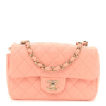 Lambskin Quilted Mini Rectangular Flap Light Orange