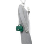 Lambskin Quilted Mini Top Handle Rectangular Flap Green - Image 2