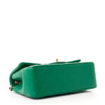 Lambskin Quilted Mini Top Handle Rectangular Flap Green - Image 8