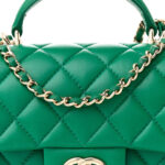 Lambskin Quilted Mini Top Handle Rectangular Flap Green - Image 9