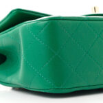 Lambskin Quilted Mini Top Handle Rectangular Flap Green - Image 10