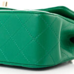 Lambskin Quilted Mini Top Handle Rectangular Flap Green - Image 11