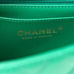 Lambskin Quilted Mini Top Handle Rectangular Flap Green - Image 4