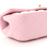 Lambskin Quilted Mini Top Handle Rectangular Flap Light Pink - Image 8