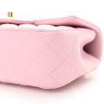 Lambskin Quilted Mini Top Handle Rectangular Flap Light Pink - Image 9