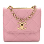 Lambskin Quilted Mini Trendy CC Clutch With Chain Light Pink - Image 11