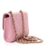 Lambskin Quilted Mini Trendy CC Clutch With Chain Light Pink - Image 12