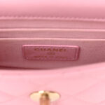 Lambskin Quilted Mini Trendy CC Clutch With Chain Light Pink - Image 5