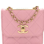 Lambskin Quilted Mini Trendy CC Clutch With Chain Light Pink - Image 7