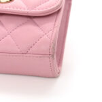 Lambskin Quilted Mini Trendy CC Clutch With Chain Light Pink - Image 10