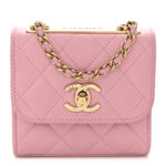 Lambskin Quilted Mini Trendy CC Clutch With Chain Light Pink