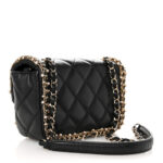 Lambskin Quilted Pearl Edge Mini Rectangular Flap Bag Black - Image 3