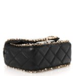 Lambskin Quilted Pearl Edge Mini Rectangular Flap Bag Black - Image 4